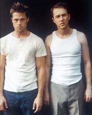 Fight Club 1999 Brad Pitt & Edward Norton tough guys pose 8x10 inch photo picture
