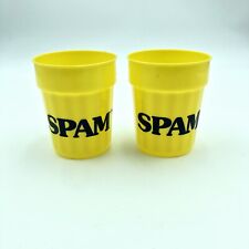 2x Spam advertising plastic yellow cup Musubi Hawaiian picture