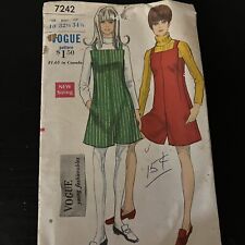 Vintage 1960s Vogue 7242 Mod Pantjumper Romper w/ Pockets Sewing Pattern 10 CUT picture