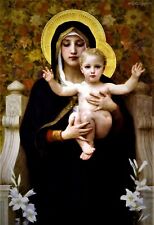 Madonna of the Lilies - Jesus and Mary 4x6 Photo Print - Catholic picture