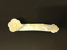 Vintage Chinese Hetian or White Nephrite Jade Ruyi Scepter Carving Floral Dec. picture