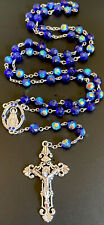 Catholic  AB  Iridescent Blue Crystal Rosary Blue Crystal Accent Center Crucifix picture