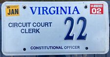 Expired Virginia DMV Issued  License Plate Tag Va Personalized Vanity Court 22 picture