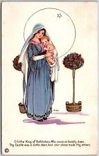 Mother Mary Gently Cradling Jesus Christ, Bethlehem Star, Holiday, Postcard picture