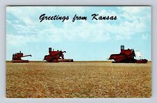 KS-Kansas, Ellis County Wheat Harvest, Antique, Vintage c1976 Souvenir Postcard picture