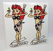 Pair of 4 Inch LADY LUCK Vintage Style DECAL, Vinyl STICKER, rat rod, racing picture