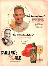 1950 Carlings Red Cap Ale Beer Vintage Print Ad 50s Cold Jack Kramer Tennis E5 picture