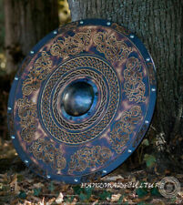 Viking Shield With Carved Norse Drake Ornaments 24