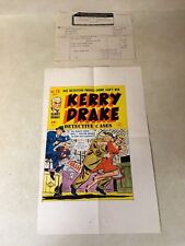 KERRY DRAKE #10 COVER ART original cover proof 1948 w/PRINTER INVOICE detective picture