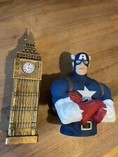 Marvel Avengers Captain America Bust Vinyl Coin Piggy Bank, Big Ben England Lot picture