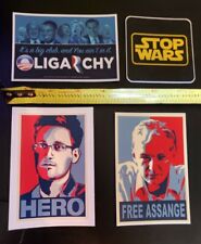Edward Snowden Julian Assange Bumper Stickers Anti War lot of 4 #FREE ASSANGE  picture