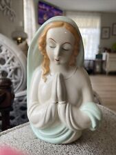 Vintage Madonna Praying Planter Gold Accent 6.5”x4” Porcelain Christian picture