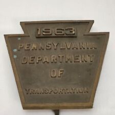 1963 Pennsylvania DOT Keystone Bridge Plaque Bronze Brass Sign UNUSED Central PA picture