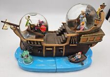 DISNEY PETER PAN CAPTAIN HOOK'S PIRATE SHIP SNOWGLOBE BOOKENDS 2PCS JOLLY ROGER picture