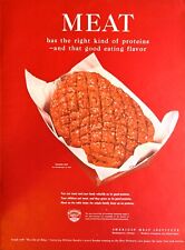 1944 American Meat Institute Print Ad Right Kind Of Proteins Ground Beef Burgers picture