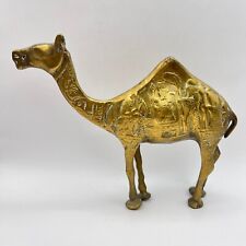 Vintage Large Camel Figurine Brass Handmade Etched Egyptian Decor Collectibles picture