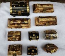 Nos Vintage Camel Bone Lot of 10 Trinket Jewelry Boxes Brass India New Old Stock picture