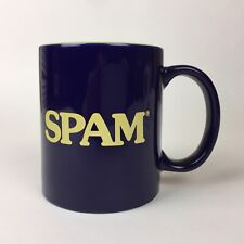 Spam Coffee Tea Cup Mug Dark Blue & Yellow 3.75” Tall Approx. 10 fl. oz. Used picture