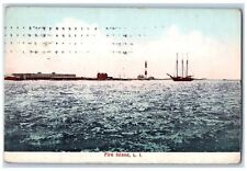 1912 Fire Island Light House Scene Long Island  New York NY Posted Boat Postcard picture