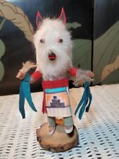Vintage WHITE WOLF Hopi Kachina Doll Signed 8