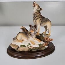Country Artists Wolf Pair Sculpture 1994 Hand Crafted England #CA644 K. Sherwin picture