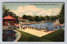 Atlanta GA-Georgia, Swimming Pool, Piedmont Park, Antique, Vintage Postcard picture