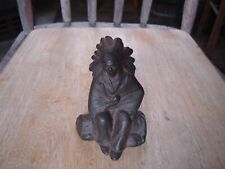 Vintage Cast Iron Native American Indian Chief Coin Still Bank picture