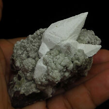 Calcite coated with mordenite on matrix of heulandite #7131 picture