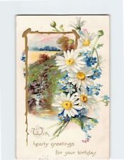 Postcard With hearty greetings for your birthday., Flowers Embossed Art Print picture