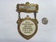 1800s Antique 4 inch pectoral Gold tone usher  AME badge Zion Church 52130 picture