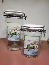 Vintage Two Pc. John Deere Locking Canister  picture