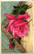 Beautiful Pink Roses, Sincere Birthday Wishes Postcard picture