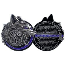 Police Sheep Dog Challenge Coin A Thin Blue Line Officers Make No Mistake Prayer picture