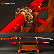Bloody Red Blade Japanese Samurai Katana Folded Steel Cotton Ito Full Tang Sharp picture
