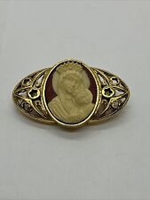 Vintage Sistine Salon-Vatican Library MOTHER & CHILD CameoStyle Brooch, Catholic picture