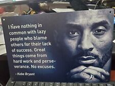 Metal sign KOBE BRYANT QUOTE No Excuses Motivational Locker Room New sealed picture