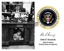 PRESIDENT JOHN F. KENNEDY JFK PRESIDENTIAL SEAL AUTOGRAPHED 8X10 PHOTOGRAPH picture