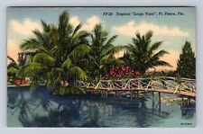Fort Pierce FL-Florida, Tropical Largo Vista, Antique, Vintage Souvenir Postcard picture