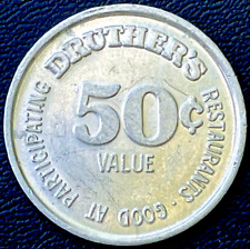 DRUTHERS RESTAURANT Coin Vintage Advertising Trade Token 50 Cent Value Food 1986 picture