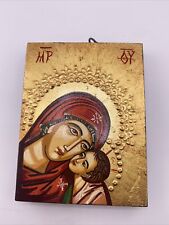 Russian VINTAGE Orthodox Madonna & Child Lacquer Miniature Wall Hanging picture