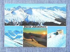 Vintage Davos Jakobshorn Swiss Alps Mountain Switzerland postcard 1983 posted picture