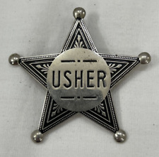 Usher Silver Toned Metal Sheriffs Star Pinback picture