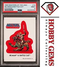 HE-MAN & BATTLE CAT PSA 9 1984 Masters of the Universe Sticker #19 Red Back C3 picture