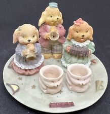 Vtg Cherished Moments Collection Miniature Puppy Doggy Band Musical Tea Set 1995 picture