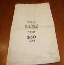 1975 $50 Coin Cent Money Bag US Mint Denver Canvas Bank Bag picture
