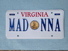 Expired Virginia Vanity License Plate MADONNA (MAD NNA) Celebrity Pop Icon picture