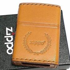 Zippo Leather Wrapped Lighter Light Brown Logo Design Camel picture