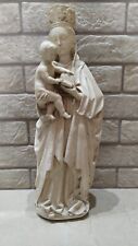 Art Antique Very Old Statue Virgin Mary Hold Gospel Jesus Hand Made Holly Land picture
