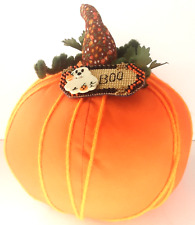 Halloween Pumpkin Ghost Boo Pin Orange Plush Vintage Cute Spooky Decor  picture