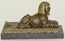 VINTAGE LARGE FABULOUS SPHINX BRONZE STATUES EGYPTIAN PHAROAH LION ART DECOR picture